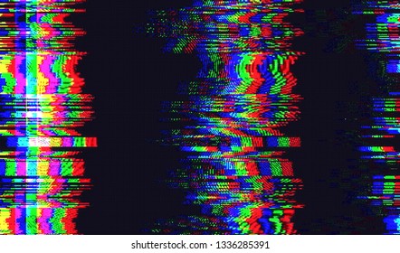 Abstract glitch digital color pixel noise. Background of the damaged television image. Vector illustration.