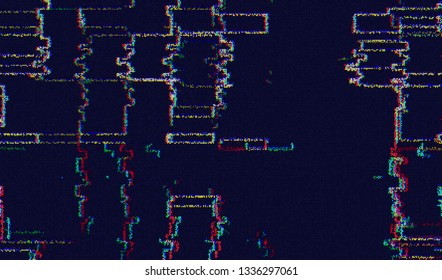 Abstract glitch digital color pixel noise. Background of the damaged television image. Vector illustration.