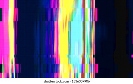 Abstract glitch digital color pixel noise. Background of the damaged television image. Vector illustration.