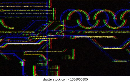 Abstract glitch digital color pixel noise. Background of the damaged television image. Vector illustration.