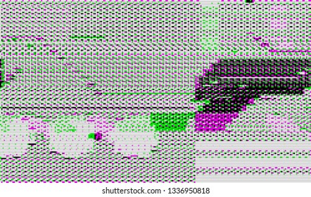Abstract glitch digital color pixel noise. Background of the damaged television image. Vector illustration.