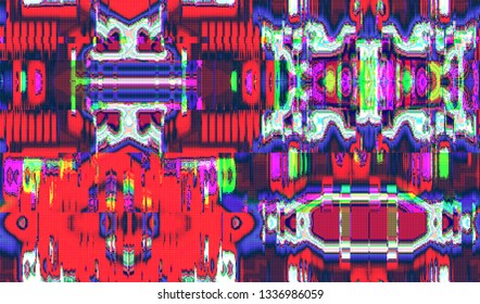 Abstract glitch digital color pixel noise. Background of the damaged television image. Vector illustration.