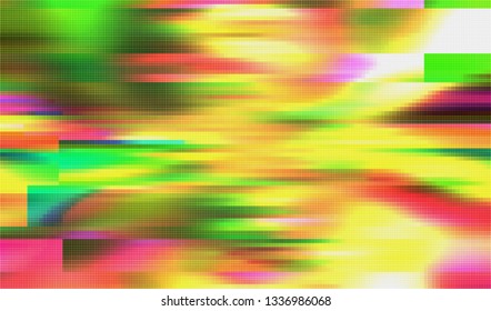 Abstract glitch digital color pixel noise. Background of the damaged television image. Vector illustration.