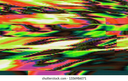 Abstract glitch digital color pixel noise. Background of the damaged television image. Vector illustration.