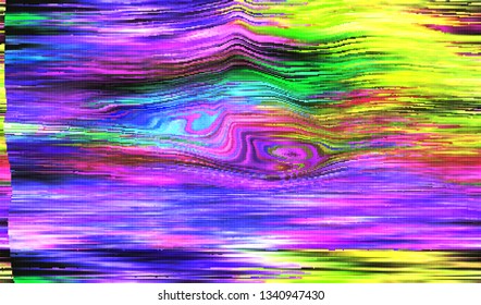Abstract glitch digital color pixel noise. Background of the damaged television image. Vector illustration.