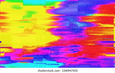Abstract glitch digital color pixel noise. Background of the damaged television image. Vector illustration.