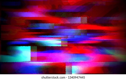 Abstract glitch digital color pixel noise. Background of the damaged television image. Vector illustration.