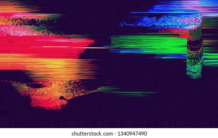 Abstract glitch digital color pixel noise. Background of the damaged television image. Vector illustration.
