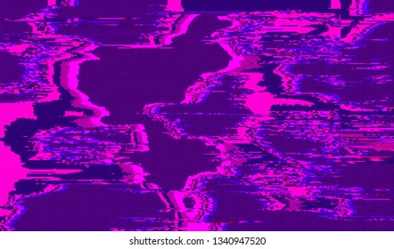 Abstract glitch digital color pixel noise. Background of the damaged television image. Vector illustration.