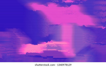 Abstract glitch digital color pixel noise. Background of the damaged television image. Vector illustration.