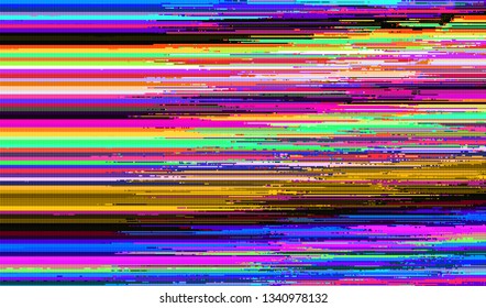Abstract glitch digital color pixel noise. Background of the damaged television image. Vector illustration.