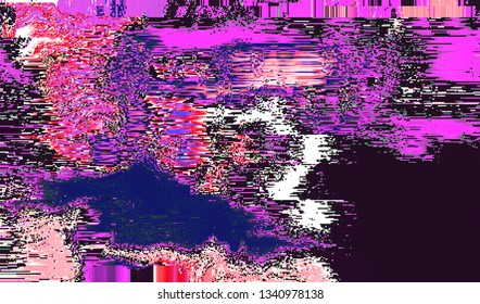 Abstract glitch digital color pixel noise. Background of the damaged television image. Vector illustration.