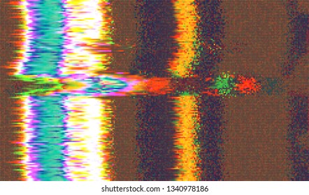 Abstract glitch digital color pixel noise. Background of the damaged television image. Vector illustration.