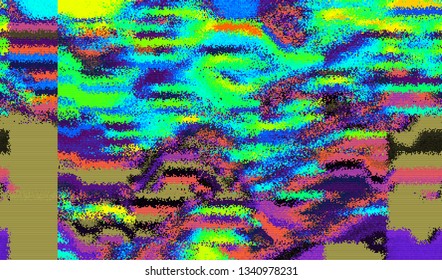 Abstract glitch digital color pixel noise. Background of the damaged television image. Vector illustration.