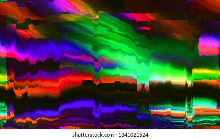 Abstract glitch digital color pixel noise. Background of the damaged television image. Vector illustration.