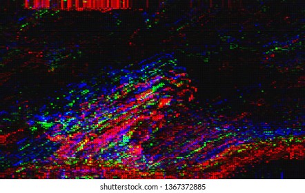 Abstract glitch digital color pixel noise. Background of the damaged error television image. Vector illustration.