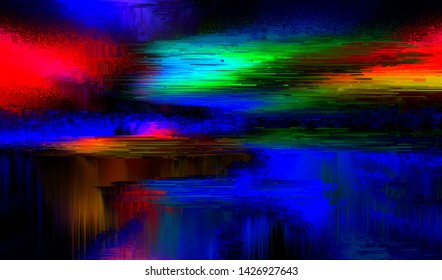 Abstract glitch digital color pixel noise. Background of the damaged error television image. Vector illustration.