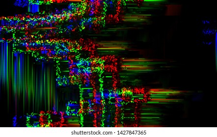 Abstract glitch digital color pixel noise. Background of the damaged error television image. Vector illustration.
