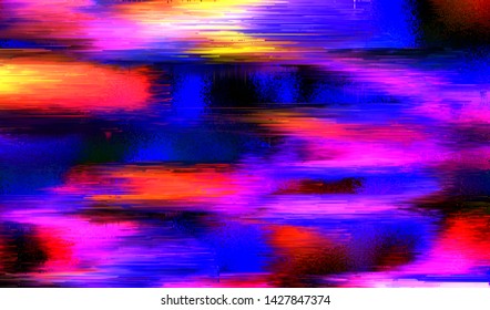 Abstract glitch digital color pixel noise. Background of the damaged error television image. Vector illustration.