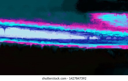 Abstract glitch digital color pixel noise. Background of the damaged error television image. Vector illustration.