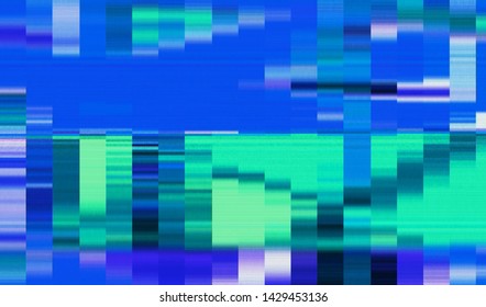Abstract glitch digital color pixel noise. Background of the damaged error television image. Vector illustration.