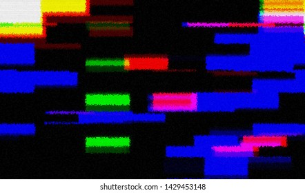 Abstract glitch digital color pixel noise. Background of the damaged error television image. Vector illustration.