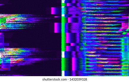Abstract glitch digital color pixel noise. Background of the damaged error television image. Vector illustration.