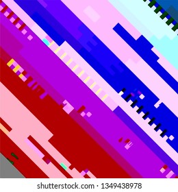 Abstract Glitch distress texture. Cyber hacker attack theme creative design template. Grunge glitched color pixel background. EPS10 vector