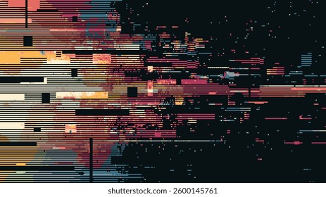 Abstract glitch effect background. digital art. pixel glitch texture. digital distortion and noise effect. Data visualization concept. banner or poster. Vector Illustration.