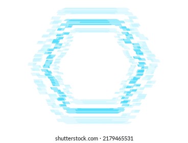Abstract glitch effect blue grunge hexagon background. Concept vector graphic design