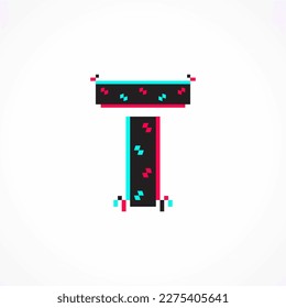 Abstract Glitch Effect Corporate Identity Letter T Logo Design