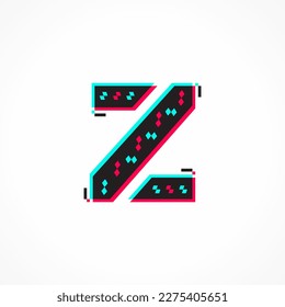 Abstract Glitch Effect Corporate Identity Letter Z Logo Design