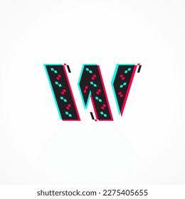 Abstract Glitch Effect Corporate Identity Letter W Logo Design