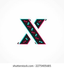Abstract Glitch Effect Corporate Identity Letter X Logo Design