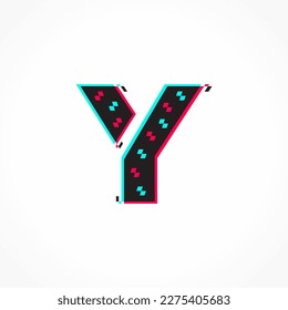 Abstract Glitch Effect Corporate Identity Letter Y Logo Design