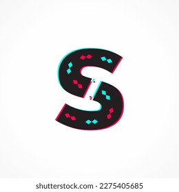 Abstract Glitch Effect Corporate Identity Letter S Logo Design