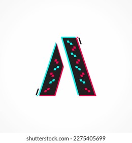 Resumen Efecto Glitch Letra de identidad corporativa A Diseño de logotipo