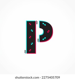 Abstract Glitch Effect Corporate Identity Letter P Logo Design