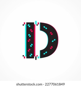 Abstract Glitch Effect Corporate Identity Letter D Logo Design