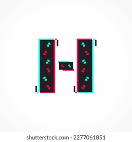 Abstract Glitch Effect Corporate Identity Letter H Logo Design