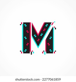 Resumen Efecto Glitch Letra de identidad corporativa M Diseño de logotipo