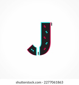 Abstract Glitch Effect Corporate Identity Letter J Logo Design