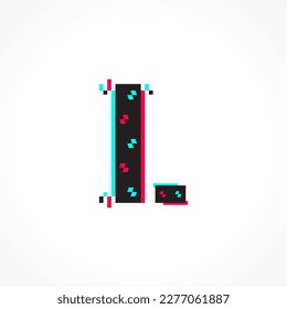 Abstract Glitch Effect Corporate Identity Letter L Logo Design