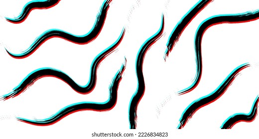 Abstract glitch grunge background. Set of ink lines. For wallpapers, banners or textile designs. Vector illustration.