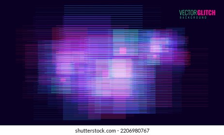 Abstract Glitch Horizontal Lines Background. Unique Design Abstract Digital Noise Glitch Error Video Damage Texture. Aesthetics Of Vaporwave Or Cyberpunk Style. Vector Illustration.