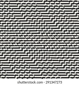 Abstract glitch stroke on striped background. Seamless pattern.