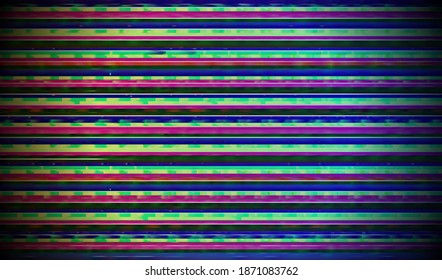 Abstract glitch texture background. Horizontal television distortion. Broken video signal. Pixel digital noise. Vector illustration.