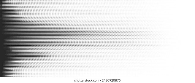 Abstract glitch vector halftone background with grainy horizontal stripes.  Dotted texture and trendy halftone tonal gradation effect.