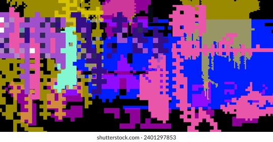 Abstract glitched background with VHS pixel compression artifacts. Lo-fi vector texture.