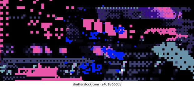 Resumen de fondo rayado con artefactos de compresión de píxeles VHS. Textura vectorial de baja fidelidad.